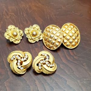 Vintage BSK GJD Goldtone Clip-on Earrings Bundle